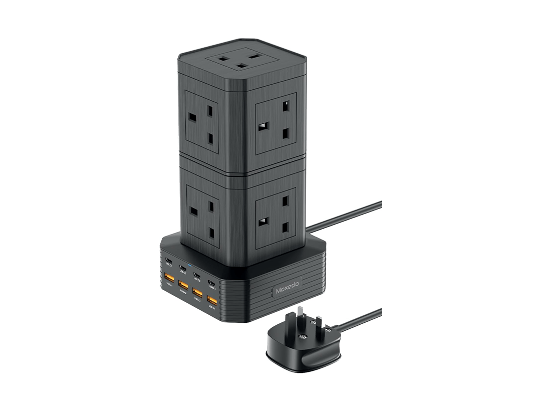Moxedo Smart Hub Power Strip 17 in 1 9 AC Sockets + 4 USB-C Ports + 4 USB-A Ports 3250W GaN Tower Surge Extension Multi-Socket in Qatar Moxedo Smart Hub Power Strip 17 in 1 9 AC Sockets + 4 USB-C Ports + 4 USB-A Ports 3250W GaN Tower Surge Extension Multi-Socket in Qatar